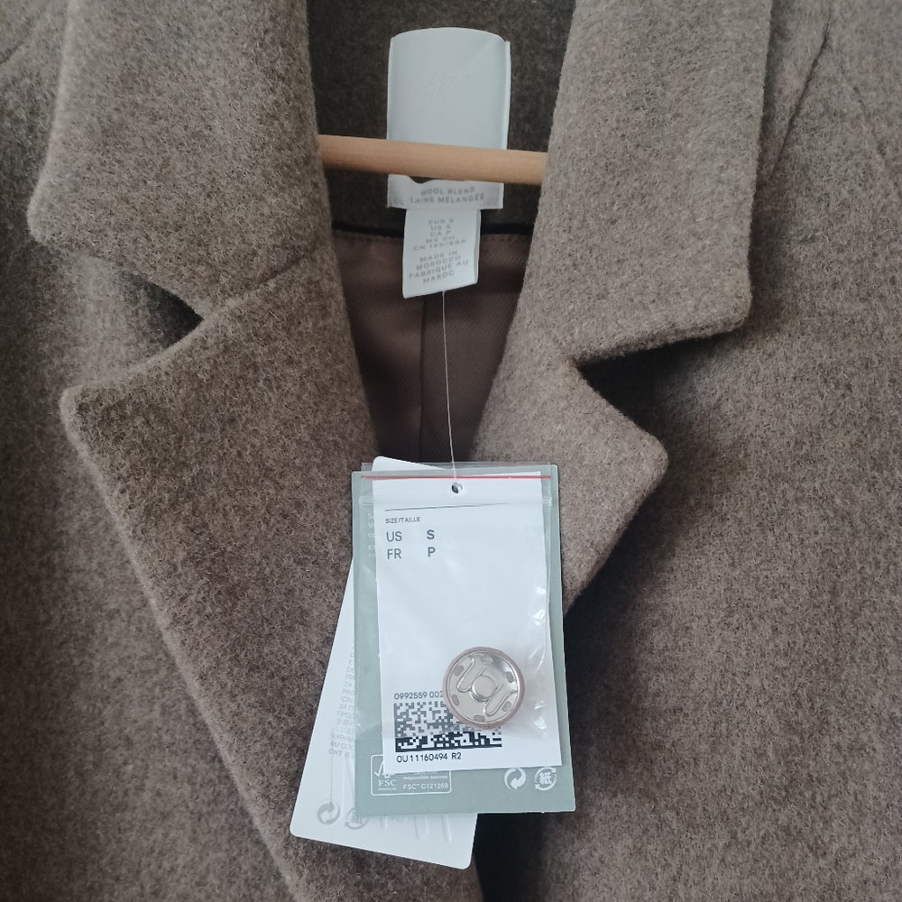 ⛔SOLD⛔🆕️ NWT H&M Wool Blend Coat in 'Brown' - Picture 14 of 16